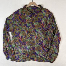 Vintage Lady Nicola Womens 20/40 Metallic Paisley Blouse Shoulder Pads USA Made