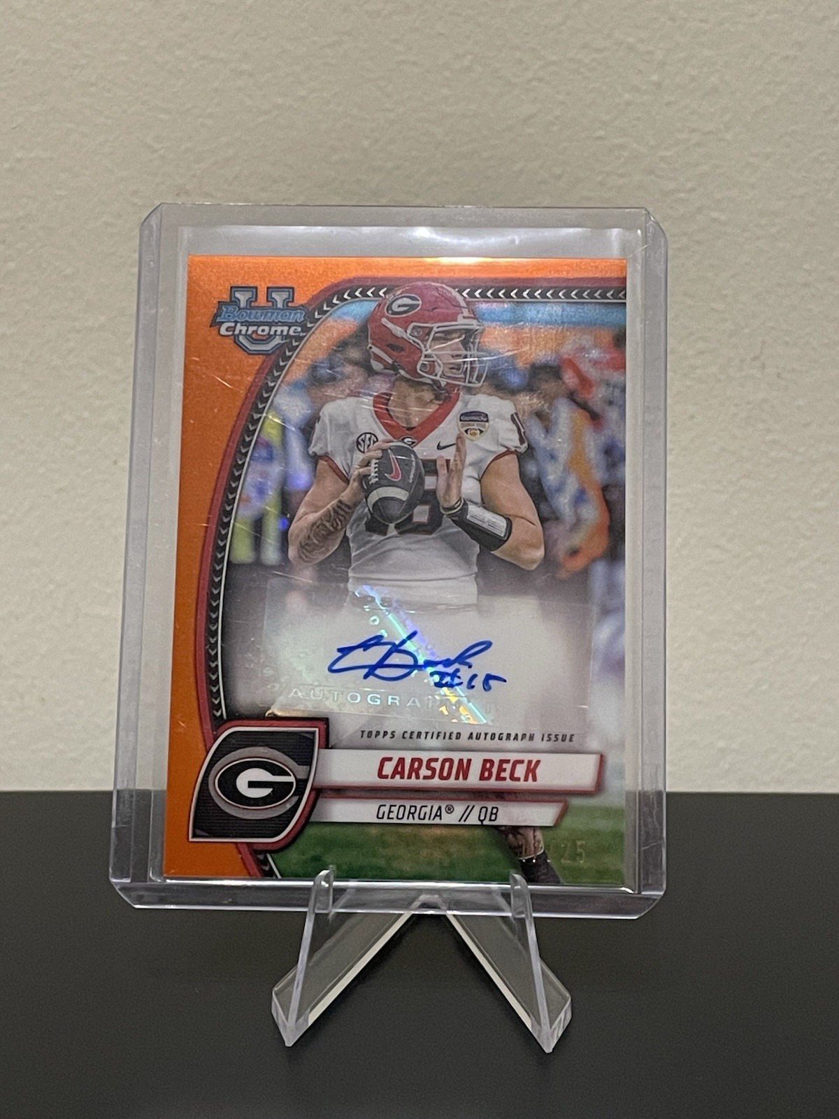 2024 Bowman U Chrome Carson Beck Orange Refractor Autograph /25 Georgia #PA-CBE