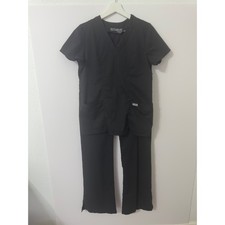 Grey's Anatomy Scrub Set Black V Neck Scrub Top S Pants Women's Small Tall
