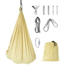 Kids Sensory Swing Light Yellow Polyester Yoga Hammock Swing for Indoor Outdoor