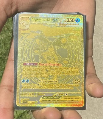 Pokémon Mega Greninja EX 122/086 ME04 Chaos Rising Hyper Rare Gold Holo