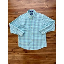 Izod Boys Green Blue Plaid Button Down Shirt 6 Long Sleeve Casual Preppy