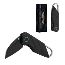 FLISSA Mini Folding Pocket Knife 2" D2 Blades with Titanium Alloy Carabiner Clip