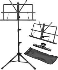 IRONTREE Sheet Music Stand with Clamp and Carrying Bag - 2 in 1 Dual-Use Desktop