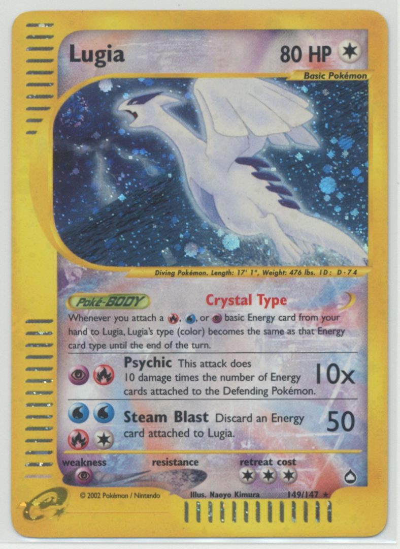 Lugia 2003 Pokemon Aquapolis Crystal Holo Secret Rare #149/147 - MP