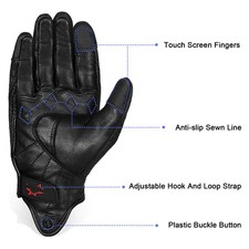 Full Finger Goat Skin Leather Touch Screen Motorcycle Gloves Men S,M,L,XL,XXL N