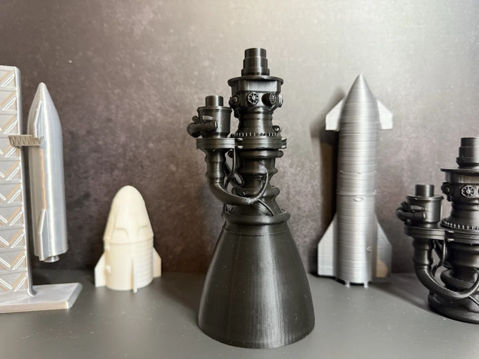 Motor de cohete SpaceX Raptor 3 | Modelo impreso en 3D | Negro |... Foto 3 de 3