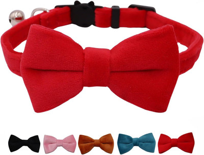 Cat Collar Breakaway with Bell and Removable Bow Tie Safety Buckle Velvet Adjust