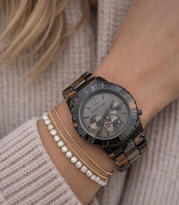 Michael Kors Tortoise Shell Watch EUC Michael Kors Women MK-5839 Chronograph Tortoise Bracelet  main image 3