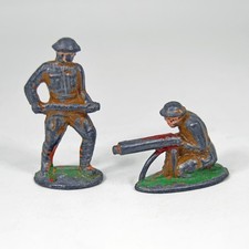 Vtg 1940s Barclay Manoil Lead Metal Toy Soldier Kneeling Machine Gunner Rifleman