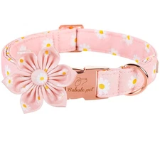 Daisy Dog Collar Flower Bow Tie Adjustable Cotton Pet Strap Size S Floral Cute