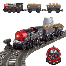 Motorized Train for Wooden Track, Remote Control Train with Magnetic Connecti...