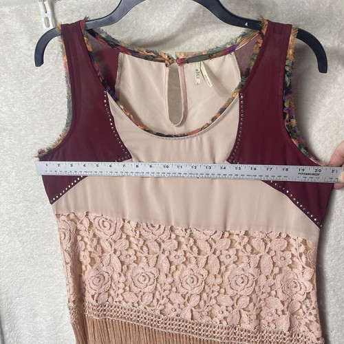Gimmicks x BKE Buckle Lace Trim Boho Fringe Western Tank Top Size L - Picture 3 of 5