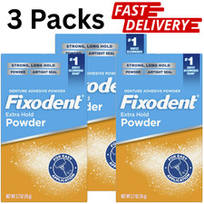 3 Pack Fixodent Extra Hold Denture Adhesive Powder, 2.7 oz