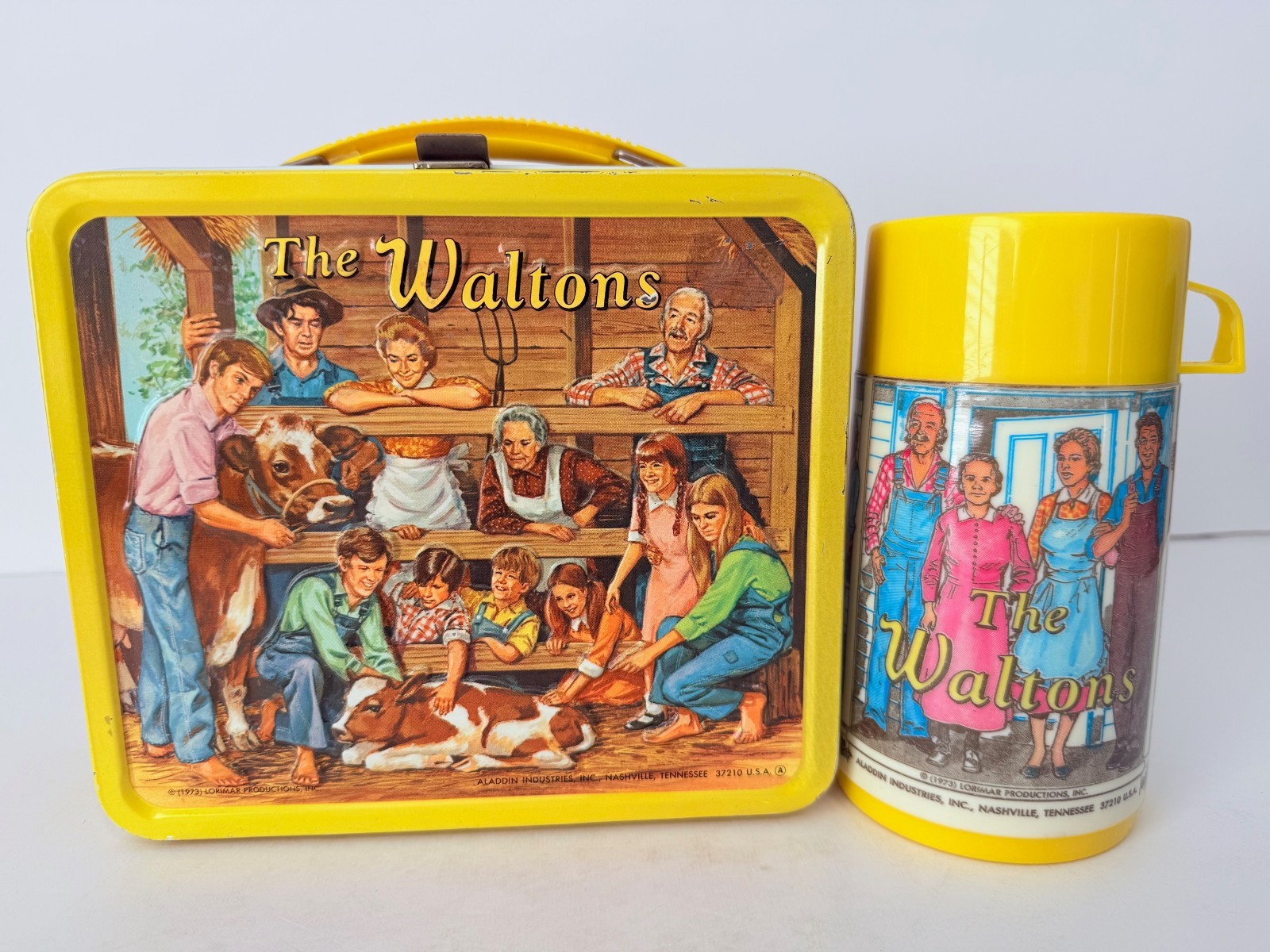Vintage 1973 The Waltons Aladdin Metal Lunchbox and Thermos