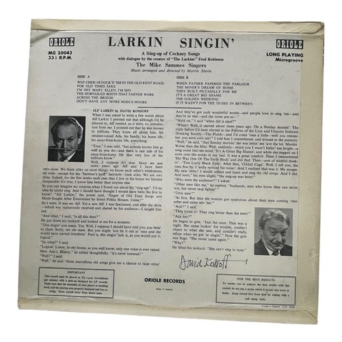 Vintage Oriole LP - Larkin Singin' Cockney Songs - David Kossoff - MG 20043 - Picture 2 of 4