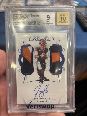 2020 Flawless Joe Burrow Dual Patch ROOKIE 1/1 Black Box BGS 9 AUTO 10