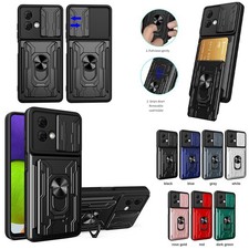 Funda de teléfono con soporte de anillo de tarjeta deslizable a prueba de golpes para Motorola Moto "Todas las series"