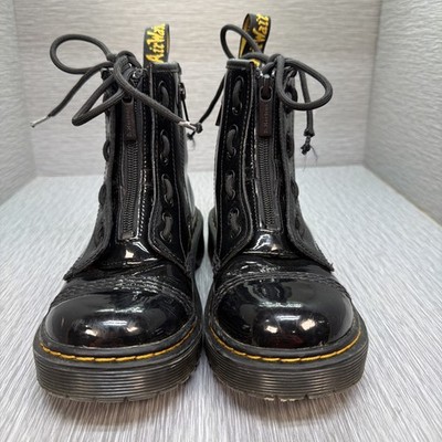 Dr Martens Sinclair Bex J Black Patent Leather Platform Boots Kids US 2 EU 33