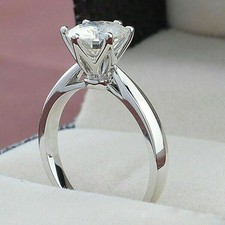 Solitaire 2.00Ct Round Diamond 14k White Gold Engagement Ring Simulated Size 5.5
