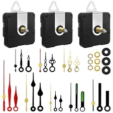 3PCS Clock Mechanism Kit, Quartz Clock Movement Replacement with 8 Pairs of 