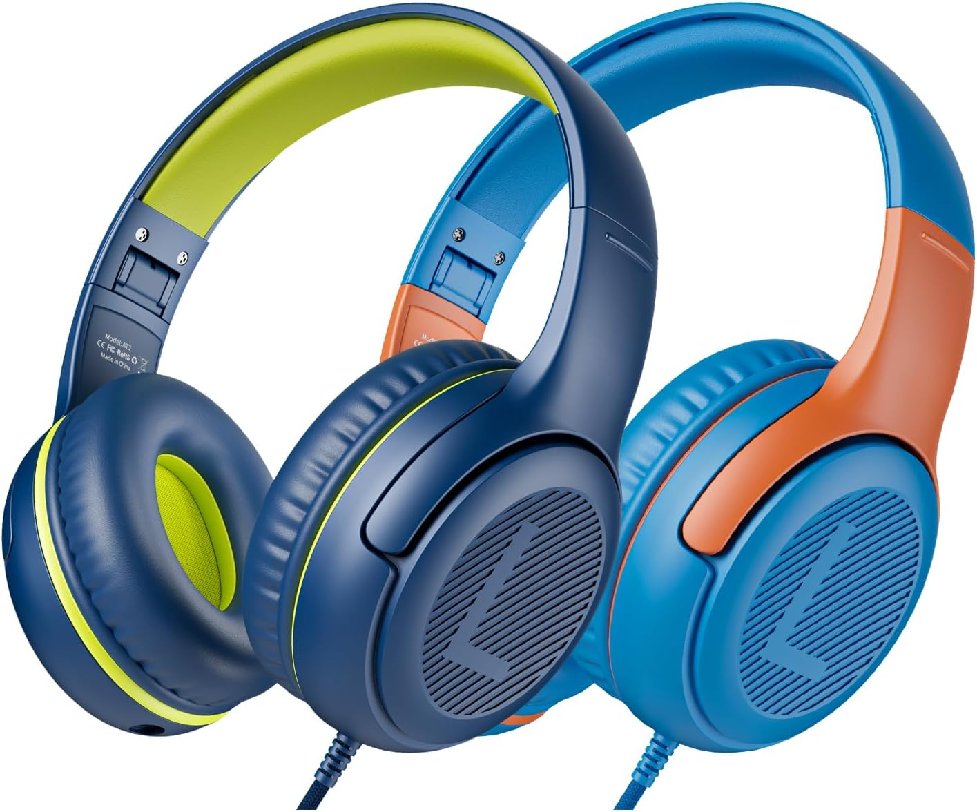 Kids Wired Headphones Mic 85/94dB Volume Limit Foldable 3.5mm Jack BRBO