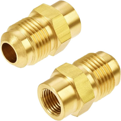 2 Pack Brass Flare Fitting 3/8 Male x 1/8 NPT Female Gas Pipe Adapte