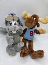 Vintage Mighty Star 24K Rocky & Bullwinkle Window Cling Plush 80s