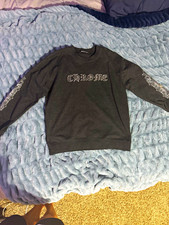 Chrome Hearts Black Crewneck Graphic Logo Sweatshirt w/ Sleeve Embroidery XL