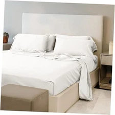 Z101 Series Luxury Cotton Bed Sheet Set with 1 Fitted Sheet, 1 Flat Queen White