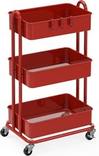 Heavy Duty 3-Tier Metal Utility Rolling Cart Storage with Baskets Casters/Wheels