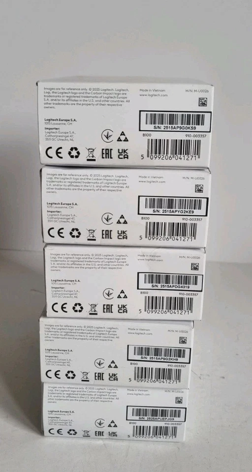 5 X New Logitech B100 Wired USB Mouse - Black joblot - Image 4 of 4