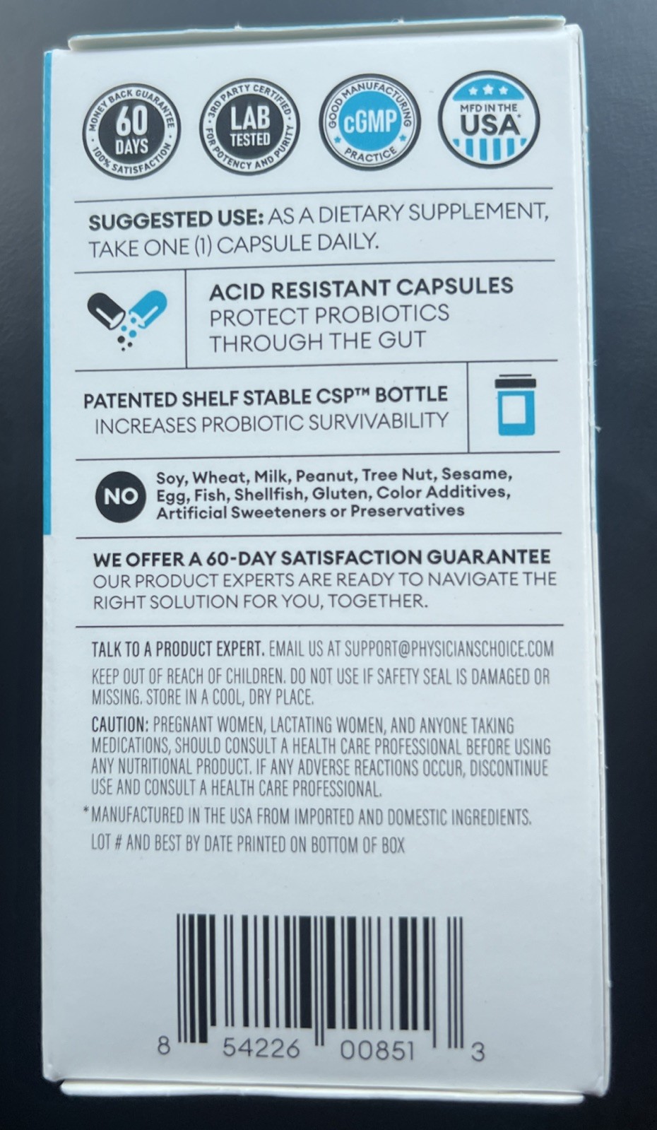 Physician's Choice 60 Billion Probiotic Prebiotic Capsules 30 Capsules 12/2026