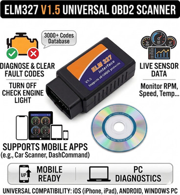 Mini OBD2 Scanner ELM327 V1.5 Universal Car Fault Code Reader iOS Android