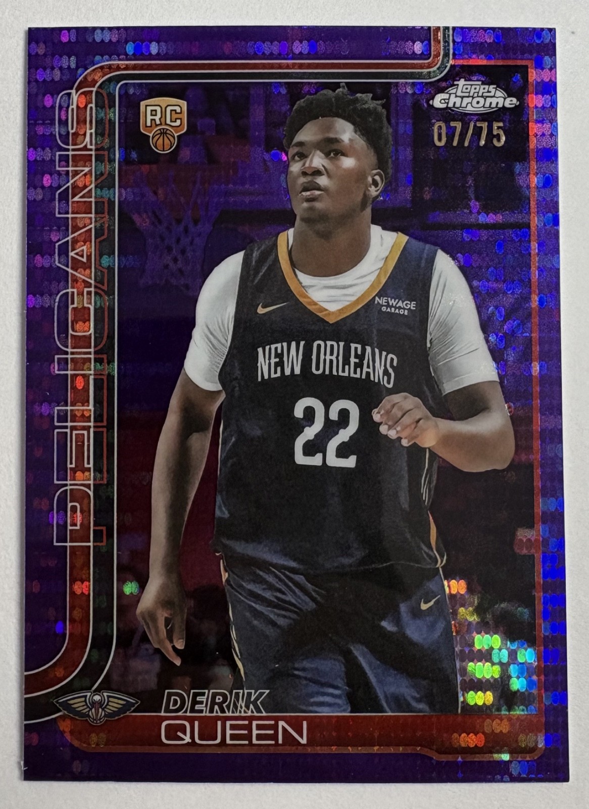 2025-26 DERIK QUEEN Topps Chrome Purple Pulsar Refractor Rookie RC #263, #/75