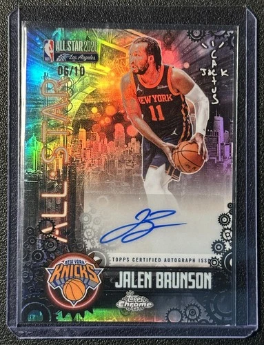 JALEN BRUNSON 2025-26 TOPPS CHROME CACTUS JACK X ASG BLACK REFRACTOR AUTO 6/10