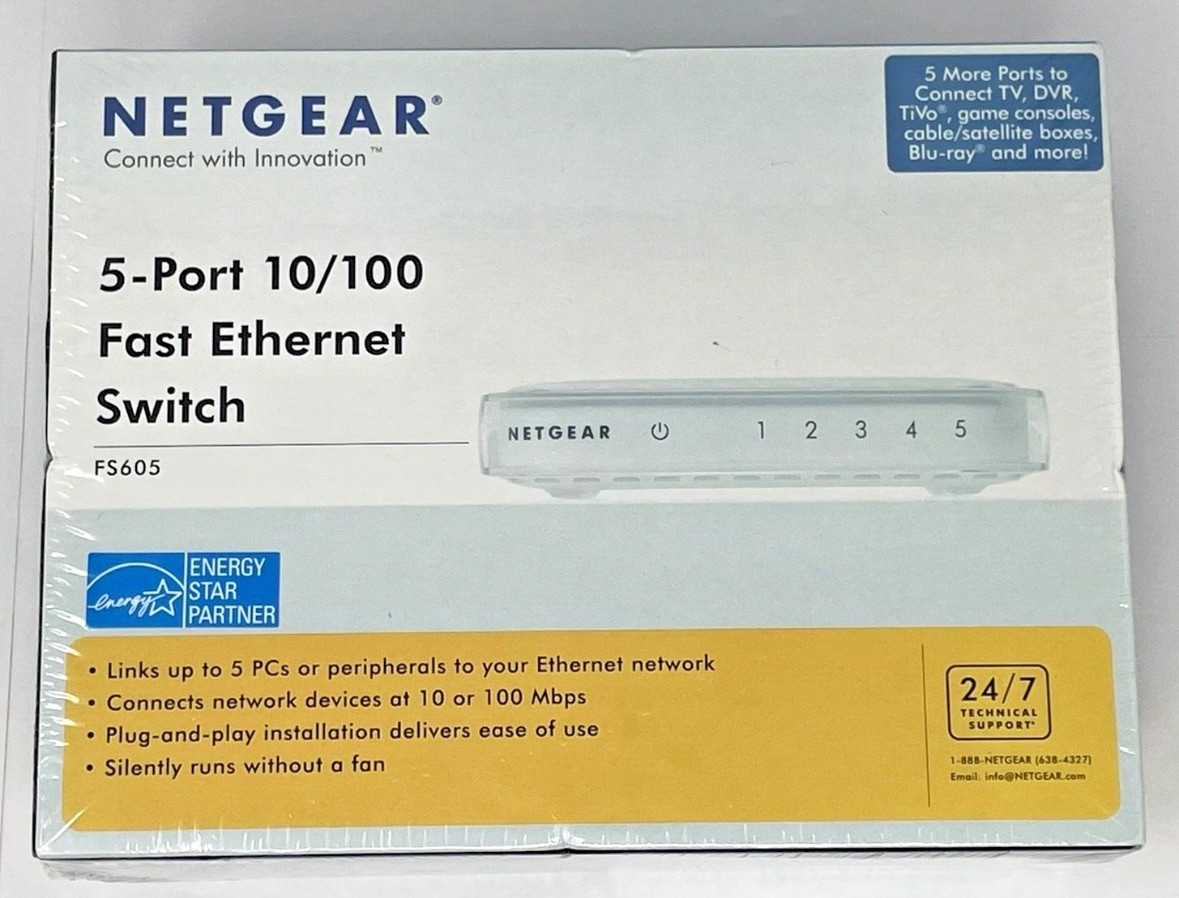 NETGEAR FS605UK 5 Port Fast Ethernet Switch BNIB Brand New in Sealed Box