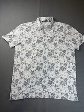 Travis Mathew Shirt Mens XXL Private Deck Polo Golf Floral Gray Hawaiian