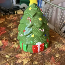 CoCo Dowley Certified Christmas Tree Cookie Jar MUSICAL International Vintage