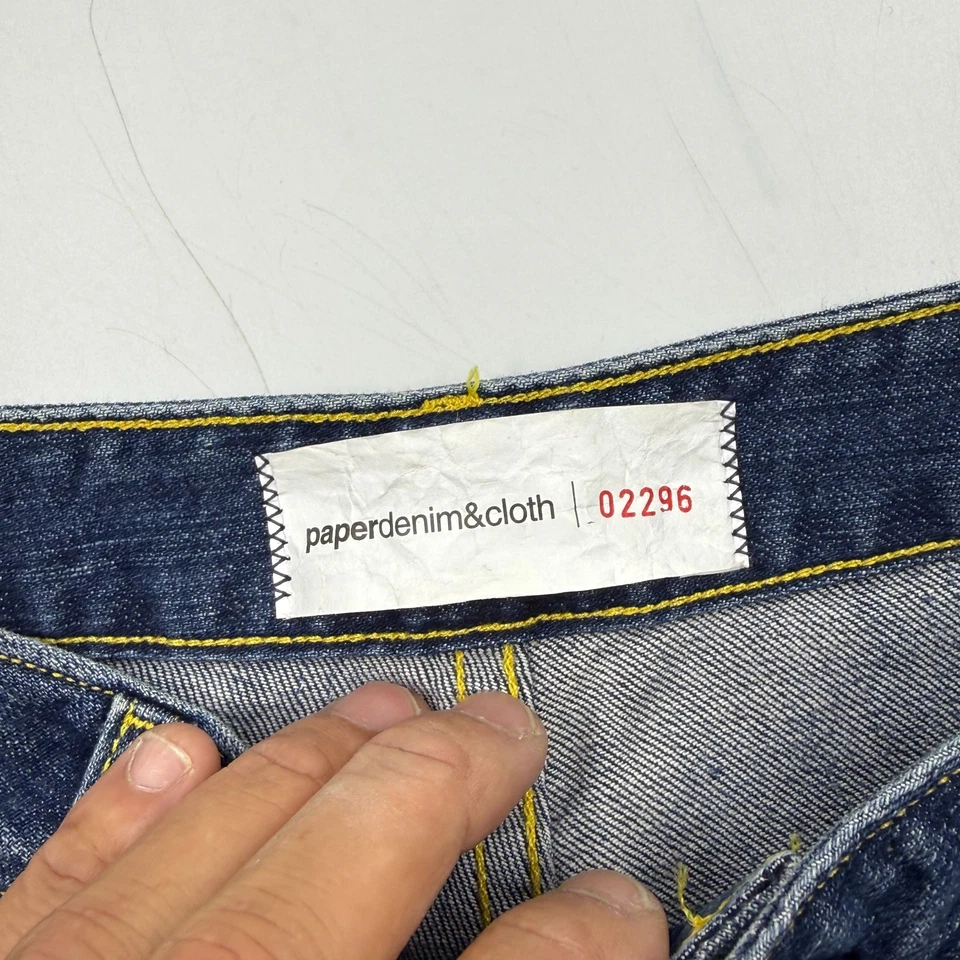 Pantalones de mezclilla y tela de papel para mujer talla 29 azul mezcla de algodón ajustados pierna recta Foto 4 de 4