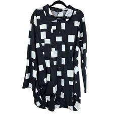 Comfy USA Black White Long Sleeve Button Up Pocket Top XL Made in USA
