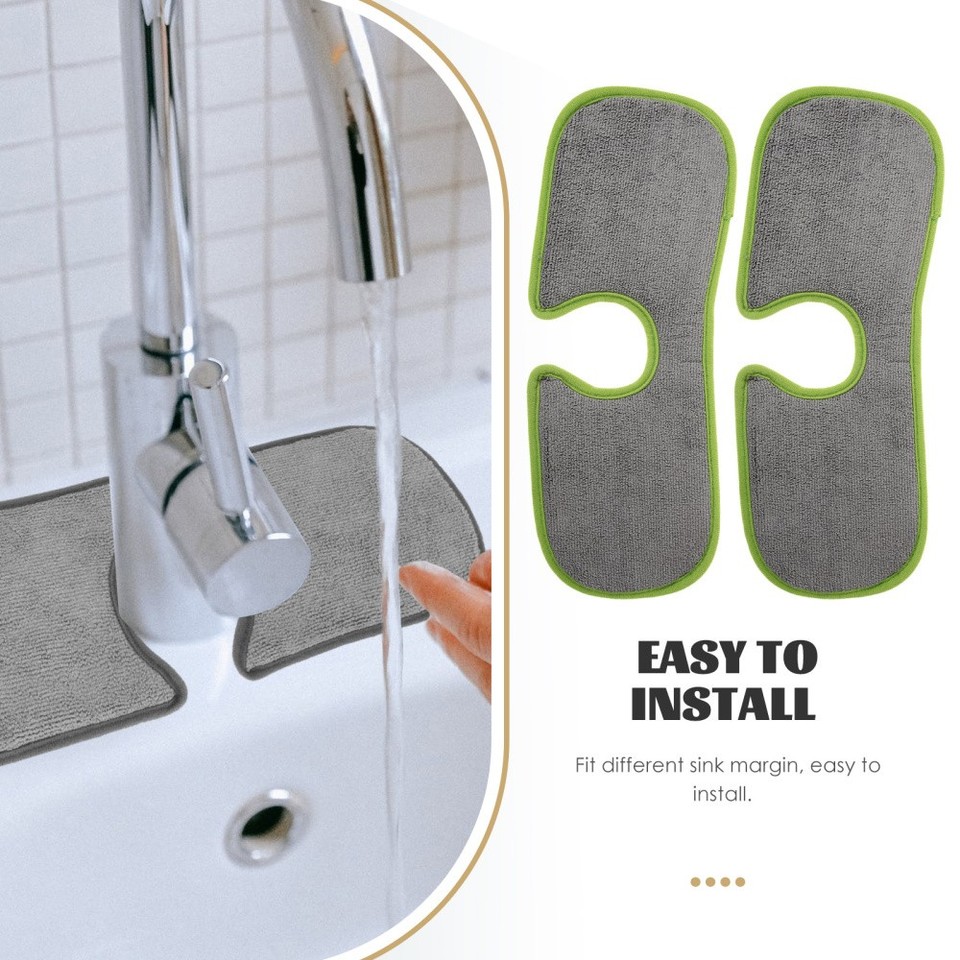 2 Stück Küchenspüle-Spritzschutz Aus Mikrofaser – Saugfähige Matte Für Wasserhahn, Theke & Waschbecken (schwarz & Grau)
