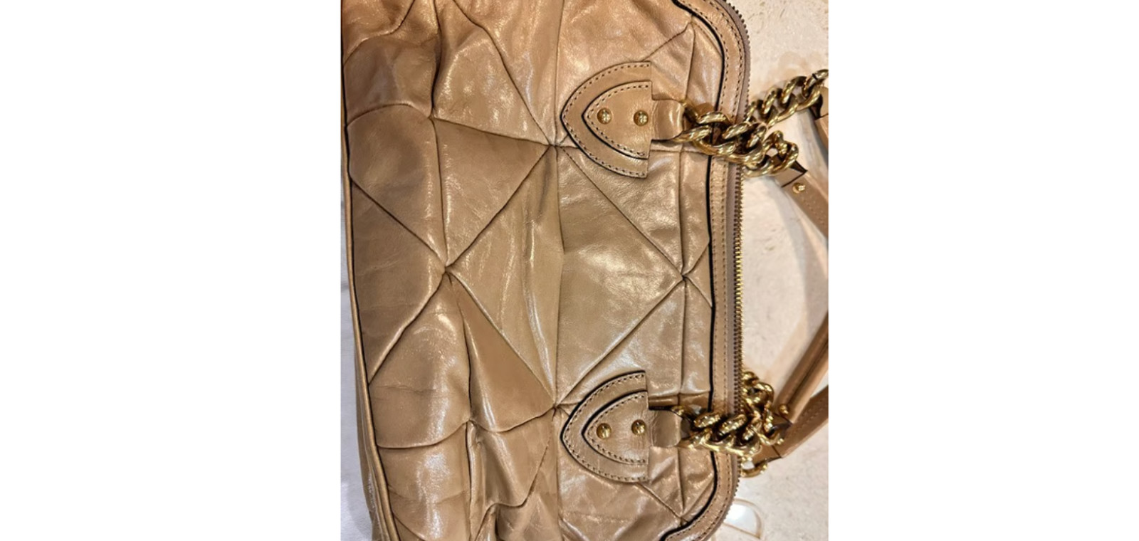 Authentic Marc Jacobs Ines Patchwork Tan Beige Pe… - image 4