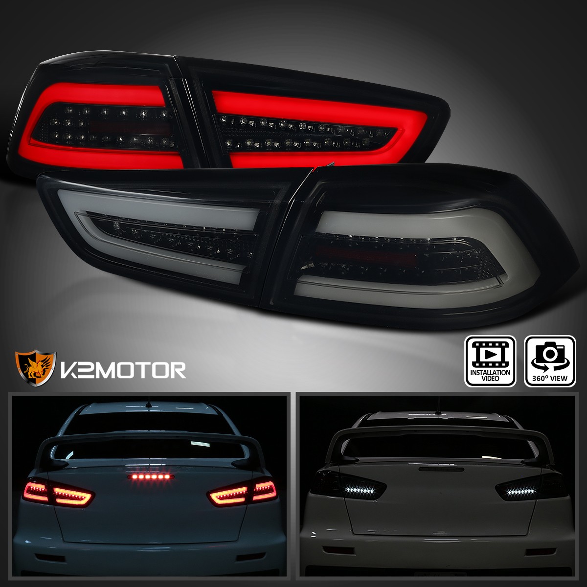 Black Smoke Fits 2008-2017 Mitsubishi Lancer 08-15 EVO X LED Tail