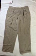Mens Farah dress pants, tan/khaki, cuffed, pleated, size 38 x 29