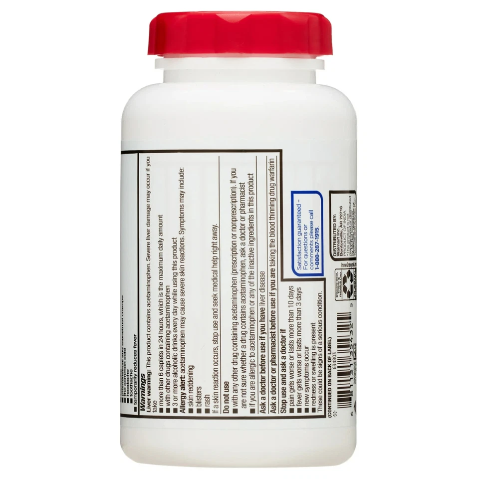 Ацетаминофен для снятия боли Equate 8HR, таблетки с расширенным высвобождением, 650 мг, 225 карат - Изображение 4 из 4