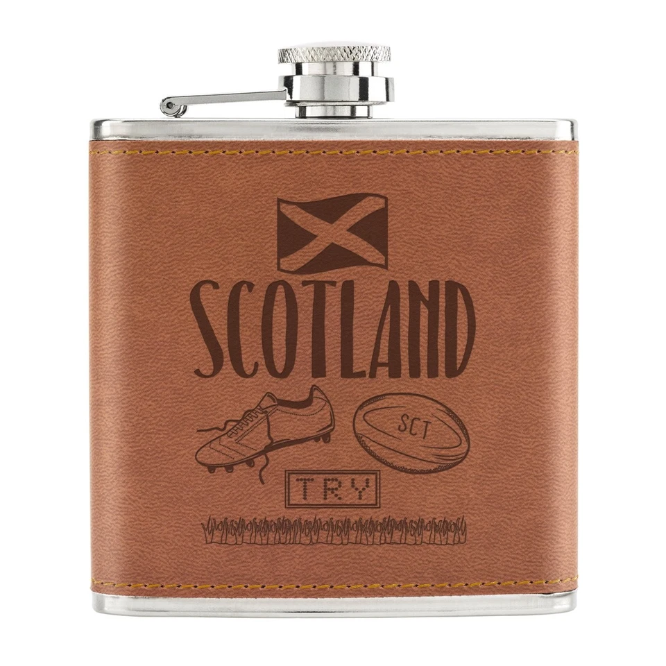GIFT BASE Rugby Écosse 170ml Cuir PU Hip Flasque Fauve - Drôle Ligue Union Drapeau