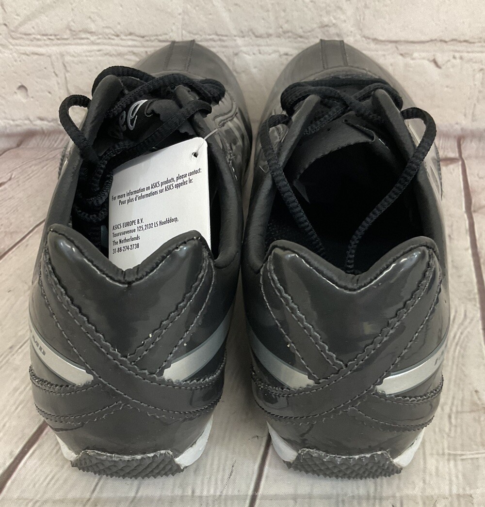 Asics Men's Fast Lap MD Spiked Sprint Cleats Black Silver 11.5 UPC