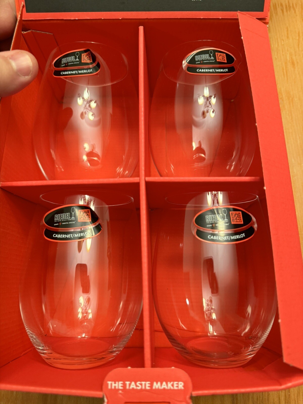 RIEDEL The O Wine Tumbler Wine Glasses, 37/8” Set of 4, Dishwasher