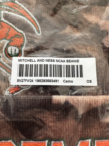 Supreme FW24 Mitchell & Ness NCAA Miami Hurricanes Beanie Camo New IN HAND - Picture 5 of 5